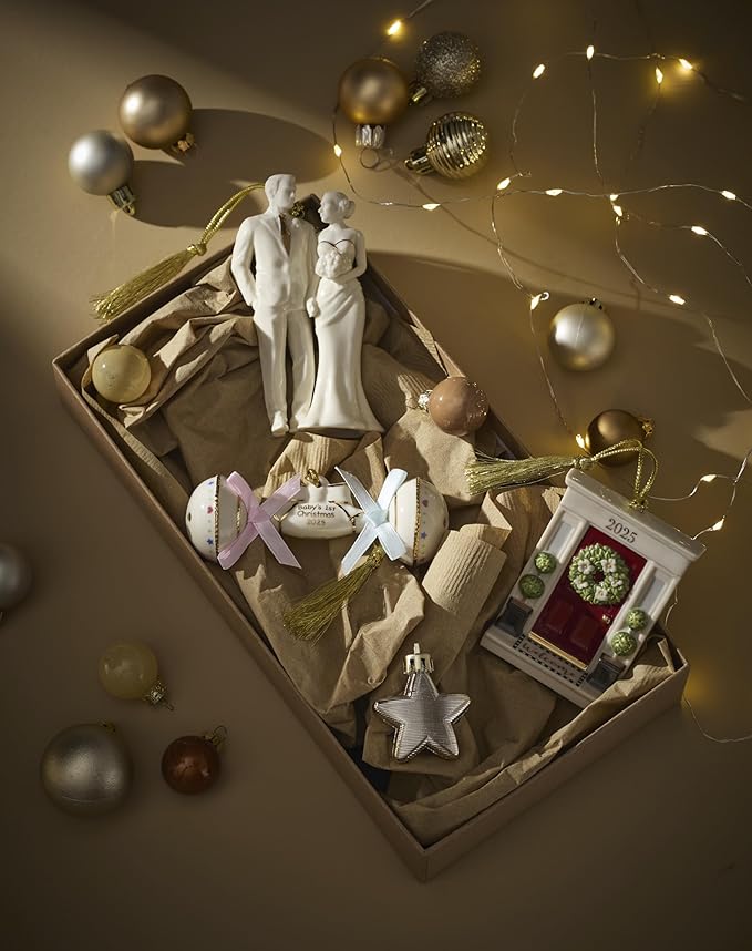 Lenox Ornament, 2025 Our New Home Porcelain Ornament, House Door Design with Gold Accents & Hanging Cord, for Christmas Tree Decoration, Winter Decor, Christmas Decor, Door Design (Multicolor 1 Piece)