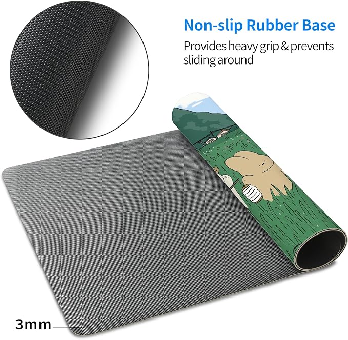MAYCARI Cute Desk Mat Cartoon Desk Pad Mouse Pad Kawaii Large Green Rabbit Dog Gaming Mousepad XXL Laptop Keyboard Desktop Writing Pad for Girls Students 31.5"X15.7"