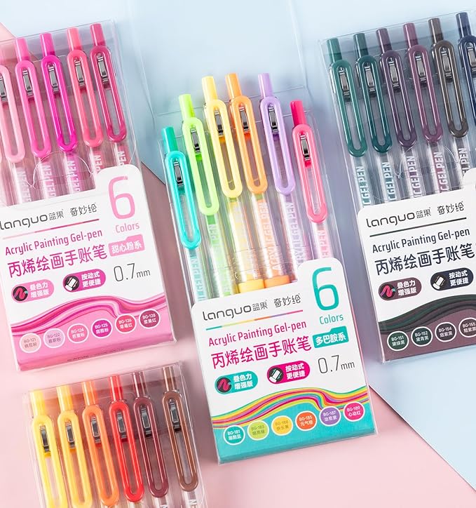 Gel Pens For Coloring, 12 Colors Retractable Colored Pens for Black Paper & White Paper, 0.7mm Fine Point Colorful Pens for Coloring, Writing, Drawing, Journaling, Note Taking, School, Office, Home