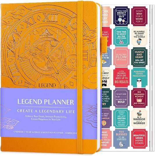 Legend Planner – Weekly & Monthly Life Planner to Hit Your Goals & Live Happier. Organizer Notebook & Productivity Journal. A5 (Yellow)
