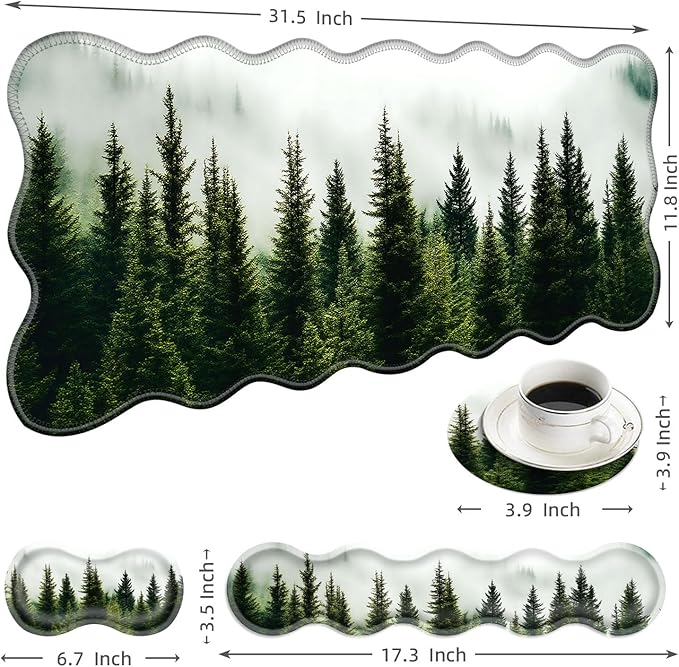 Large Mouse Pad and Keyboard Wrist Rest, Desk Pad for Keyboard and Mouse, 4-in-1 Large Gaming Mouse Pad with Wrist Support, Desk Mat for Home Office Study Game-Forest