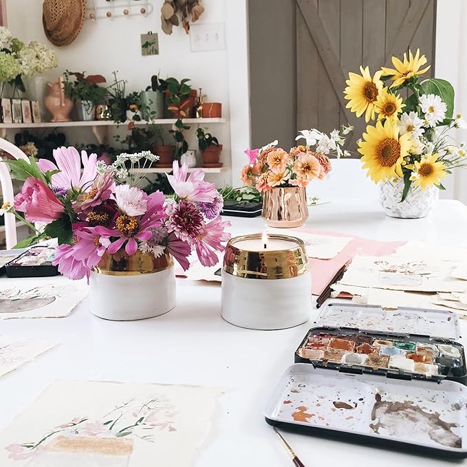 Hyggelight - The Growing Candle, Wild Flower Scented, 10oz Ceramic Pot, Single Wick Aromatherapy Candles, 100% Soy for Women and Men, Clara