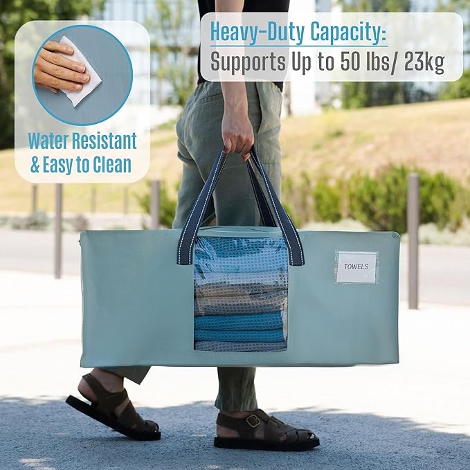 VENO 8 Pack Moving Bags for College, Heavy-Duty Storage Totes, Moving Boxes and Wardrobe Packing Supplies Alternative - Extra Large Durable Laundry Bags for Clothes (Light Blue Matte, 8 Pack)