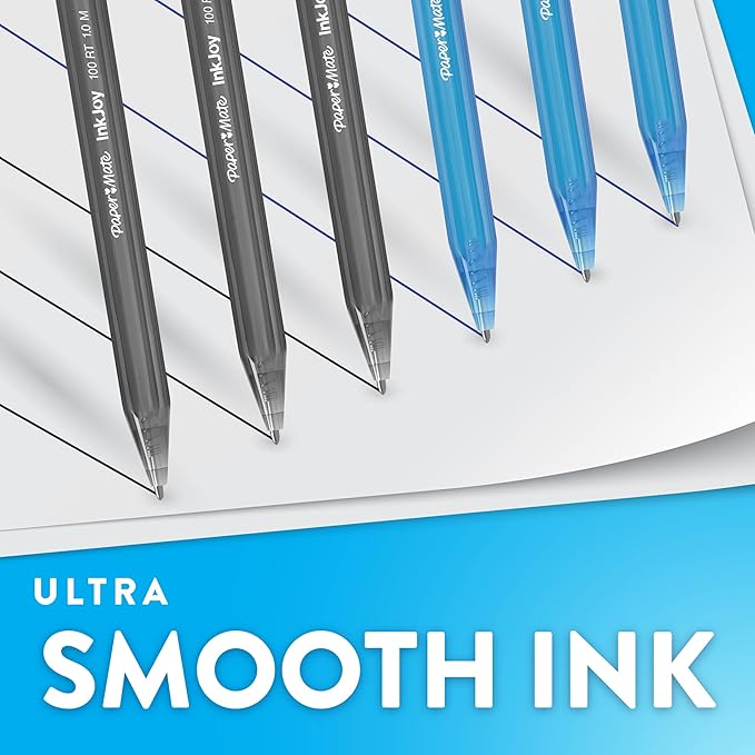 Paper Mate InkJoy 100RT Ballpoint Pens, Medium Point (1.0mm), Black and Blue Ink, 72 Count