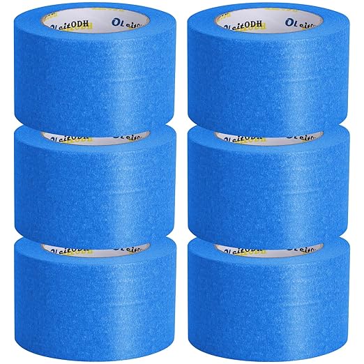 6 Rolls Blue Painters Tape Bulk 3 inch x 60 Yards, Total 360 Yd, Painters Masking Tape No Residue Wall Painting Tape Artist Tape Trim Edge Finishing Tape for Wall Painting Decoration DIY Supplies