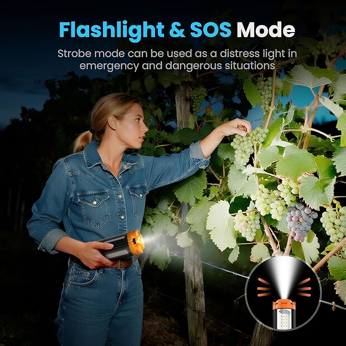 CAVN Rechargeable Camping Lights with Remote & Detachable Tripod Max Height 6.7 ft, Portable Work Light with 3 LED Lamp Heads, Camping Essentials Gear Emergency Flashlight with Hook, Orange