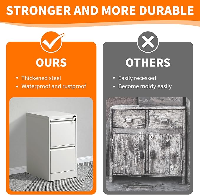 Metal File Cabinet with Drawer Heavy Duty Home Office Steel Vertical Filing Lockable Cabinets for Legal/Letter Size,Assembly Required