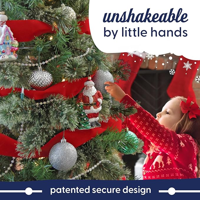 ORNAMENT ANCHOR Ornament Hooks for Hanging Christmas Decorations - No-Slip Hanging Hooks for Xmas - Heavy Duty Christmas Tree Ornaments Hanger Hooks for Small & Large Ornaments (Red, 24 Count)