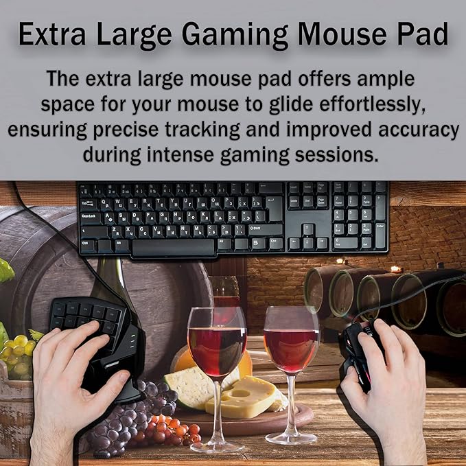 Pc Mouse Pad Wine Desktop Pad, Extra Large Mouse Pads Mans Office Accessories Gaming Desk Mats, Mousepad Large Waterproof Non-Slip Rubber Base, 35.4 X 15.7 inch for Work/Game/Office/Home
