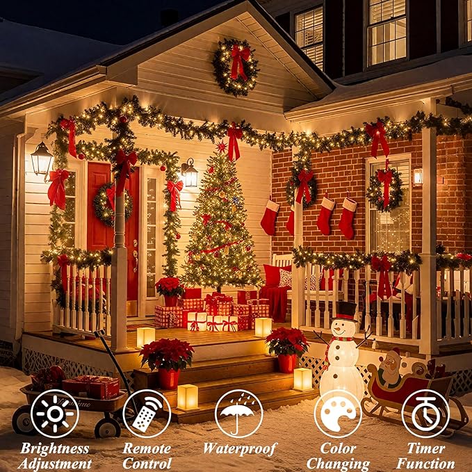 LitHome 164FT 500 LED Color Changing Christmas String Lights Outdoor, 35 Colors RGB Christmas Lights with Remote, Dimmable Led String Light Plug in, Xmas Tree Light Indoor for Holiday Party Decor