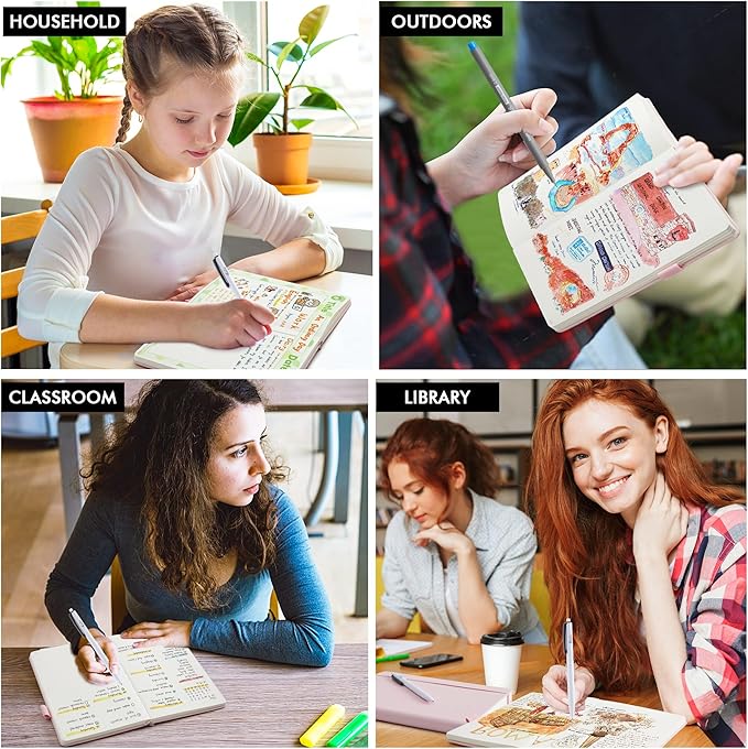 Dotted Journal Kit, Feela Dot Grid Journal Hardcover Planner Notebook Set For Beginners Women Girls Note Taking with Journaling Supplies Stencils Stickers Pens Accessories, A5, 224 Pages, Apple Green