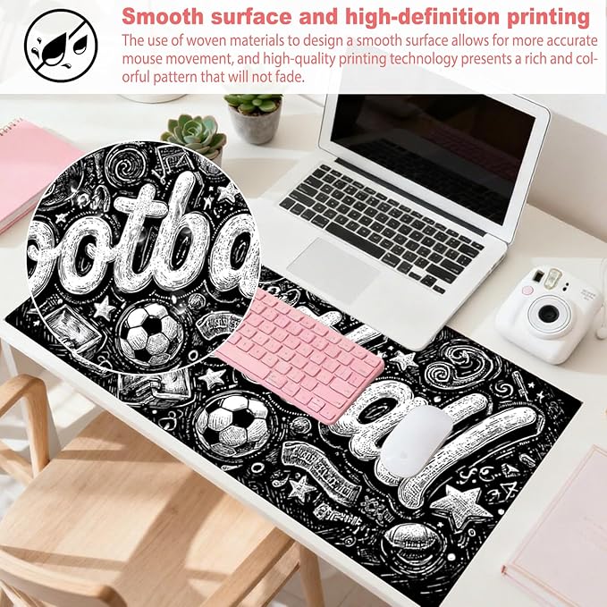 Nuxovilar Professional Large Mouse Pad & Computer Game Mouse Mat (35.4x15.7IN, Football Graffiti Art) (90 * 40cm Football Graffiti)