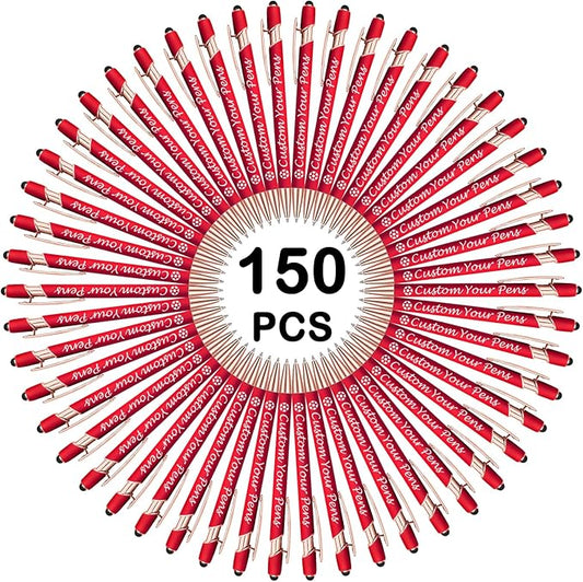 Amlion Personalized Custom Pens with Name Engraved Logo Text,150 Customized Writing Stylus Pen Promotional Item Gift for Men Women Office Business Wedding-Red