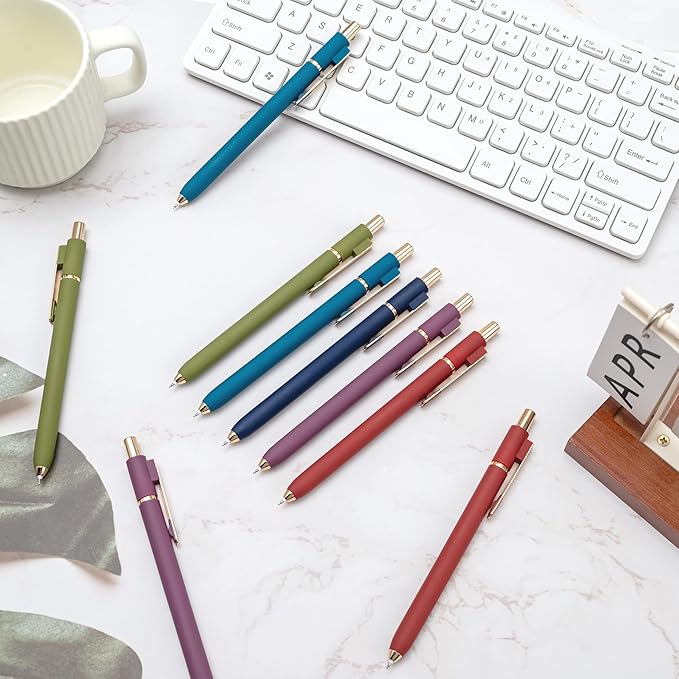 Linbsunne Gel Pens Black Ink Pens for Office 0.5mm Fine Point Pen Smooth Writing Retractable (Vintage-10 pcs)