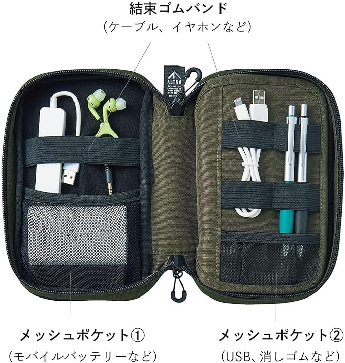 LIHIT LAB Gadget Pouch, Double, 5 x 3.6 x 8.5, Black (A7765-24)