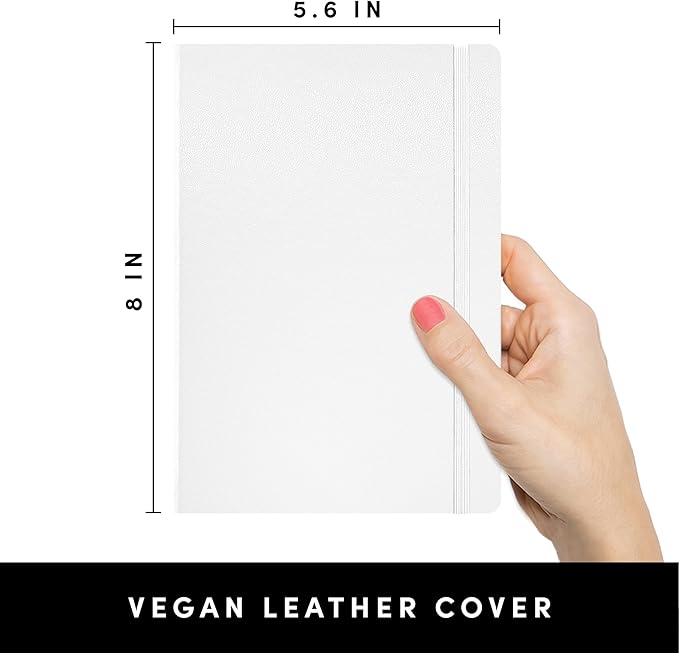 PAPERAGE Dotted Journal Notebook, (White), 160 Pages, Medium 5.6 in x 8 in - 100 GSM Thick Paper – Hardcover Journaling Notebook for Work, School & Bullet Journaling