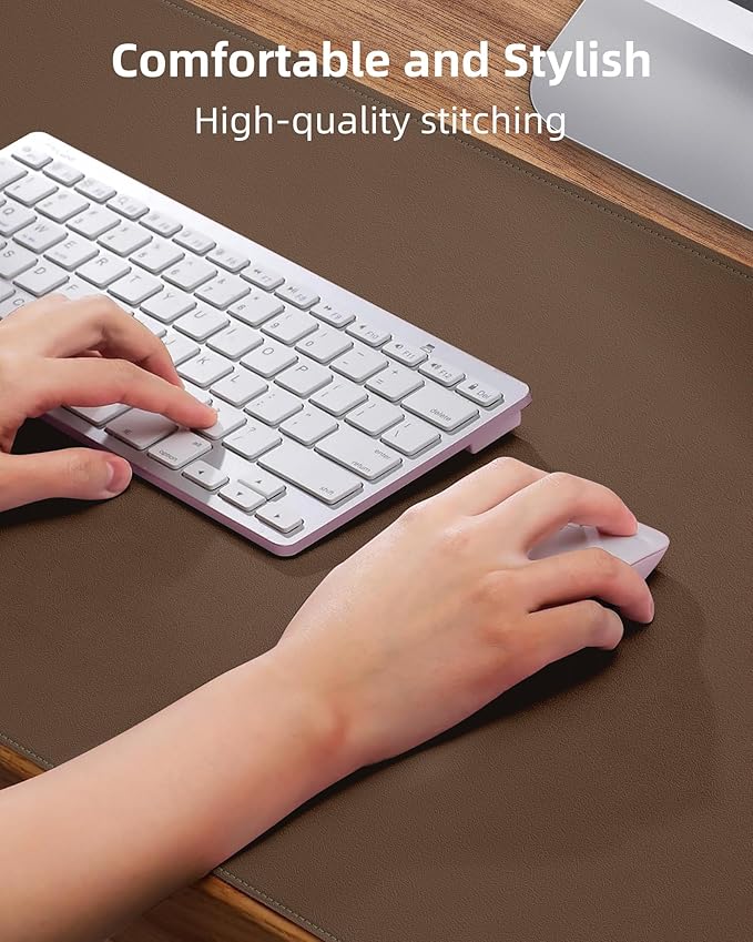 Leather Desk Pad Protector,Desk Mat,Large Mouse Pad, Non-Slip Desk Pad, Waterproof PU Leather Desk Blotter Mat, Desk Cover for Office and Home (Dark Khaki, 36" x 17")