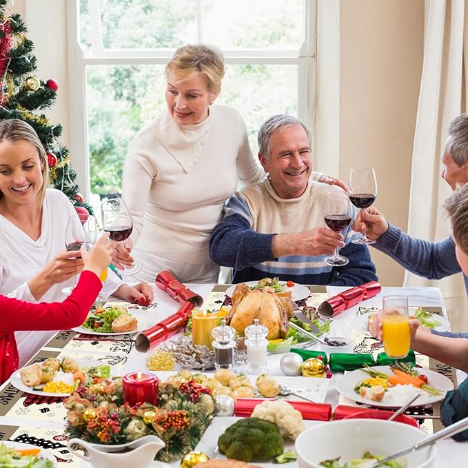 50 Pack Red and Black Buffalo Plaid Christmas Paper Placemats,16x 11 Inch Christmas Trees Disposable Placemats Seasonal Winter Xmas Holiday Table Mats for Kitchen Dining christas Party Supplies