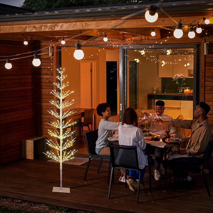 LIGHTSHARE 6FT 325L Lighted Starlit Tree, Warm White, for Home, Festival, Party, and Christmas Decoration, Indoor and Outdoor Use, White