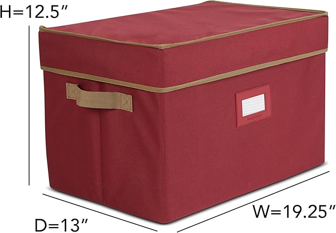 Covermates Keepsakes Christmas Light Storage Box - Carrying Handles, Sturdy Interior Walls - Holiday Storage, Red
