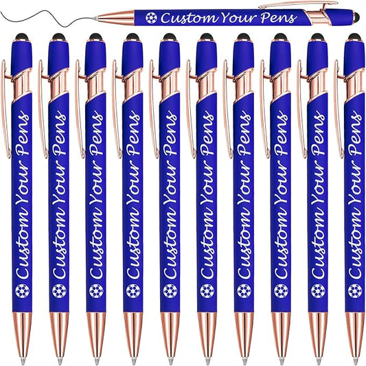 Amlion Personalized Custom Pens with Name Engraved Logo Text,10 Customized Writing Stylus Pen Promotional Item Gift for Men Women Office Business Wedding-Blue
