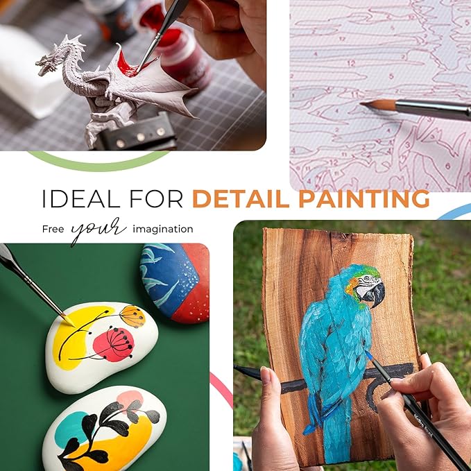 Nicpro 24 PCS Miniature Paint Brushes, Fine Tip Micro Model Detail Paint Brush Set for Acrylic Watercolor Oil, Paint by Number, Models, Miniatures, Craft, Rock Painting - with Container