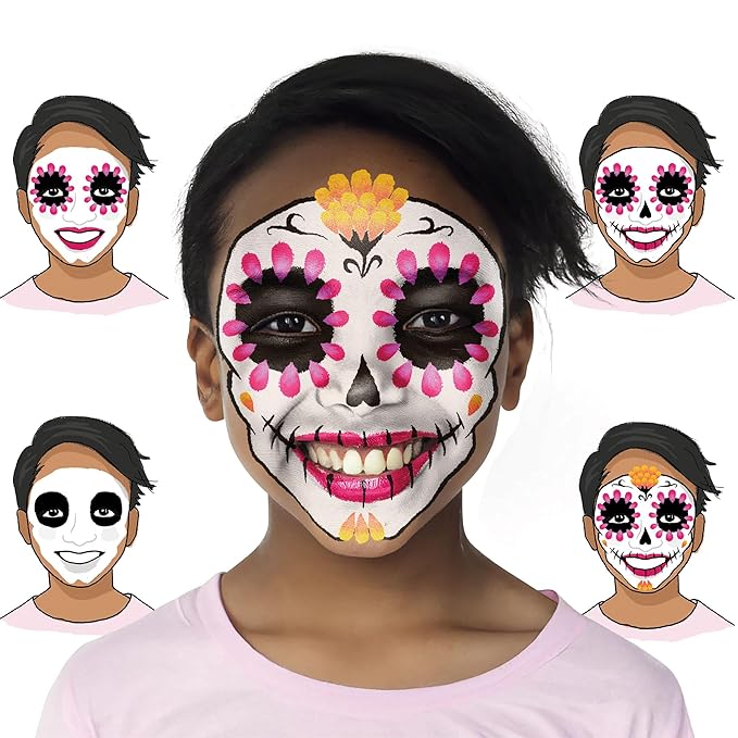 KidSafe 20-Color Face Painting Kit for Kids: Non-Toxic Water-Based Paints with Professional Tutorial Book (50 Designs), Stencils, Glitters, Hair Chalks & Brushes