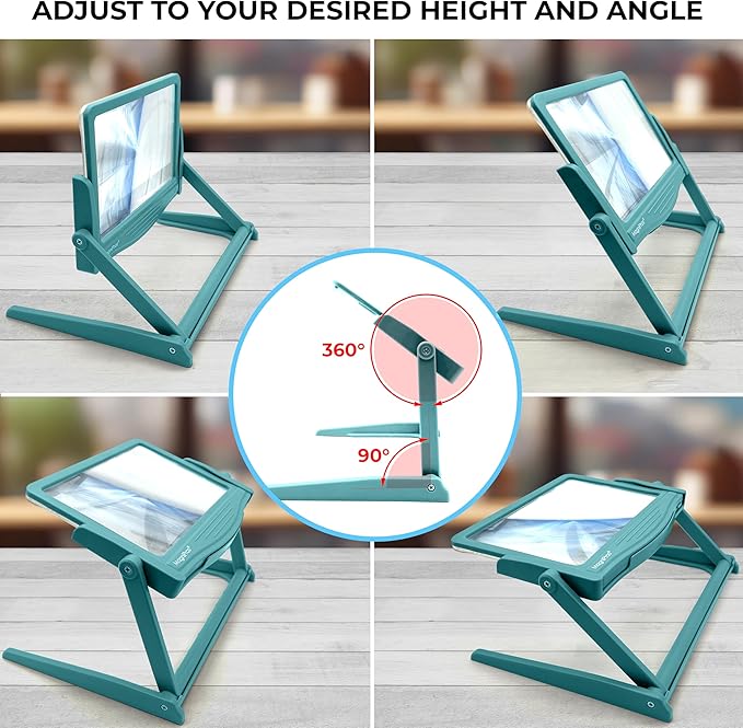 MAGNIPROS 5X Large LED Full Page Magnifying Glass with Collapsible & Detachable Stand | 3 Color Modes & Anti-Glare Lens to Reduce Eye Strain- Ideal for Reading Fine Print, Crafting, Low Vision