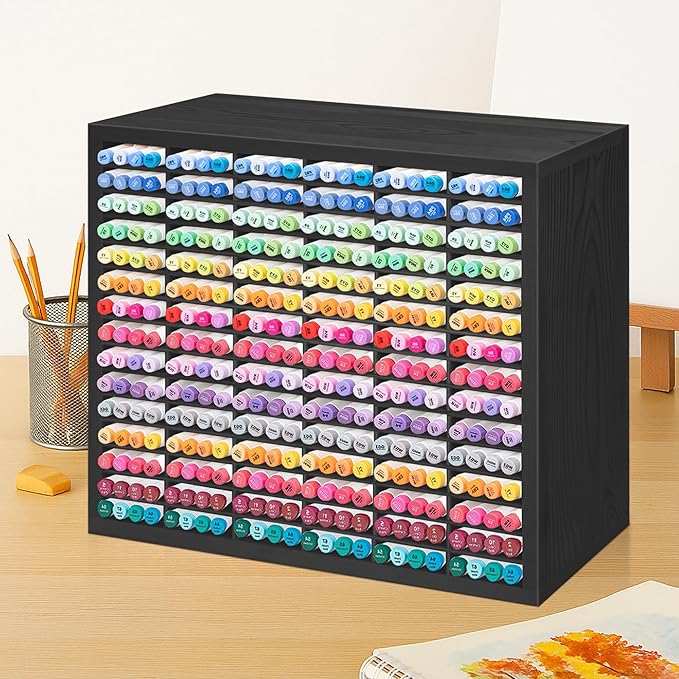 PROLEE Markers Organizer with 90 Compartments for 360 Marker Storage Art Pens Storage Rack,Watercolor Brushes Pens Alcohol Marker Holder for Desk Organizer