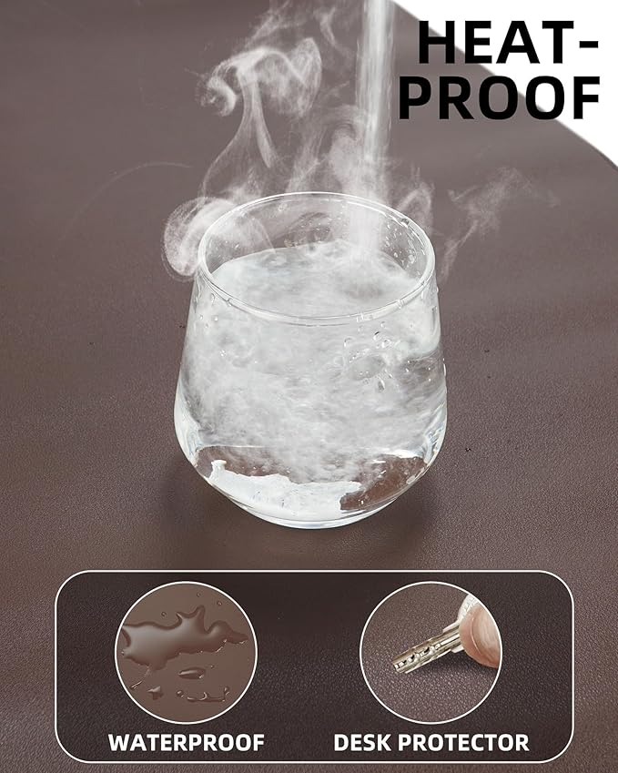 Non-Slip Desk Pad,Mouse Pad,Waterproof PVC Leather Desk Table Protector,Non-Slip PU Leather Desk Blotter, Easy Clean Laptop Desk Writing Mat for Office Work/Home/Decor(Coffee, 24" x 13.7")