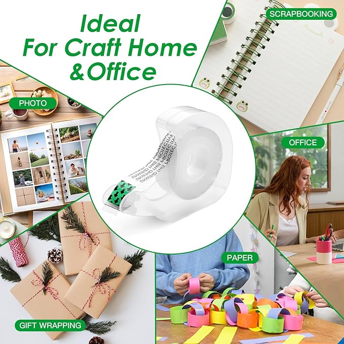 LOCKLOCK Double Sided Tape Light Duty, 40 Pack, 1/2 x 350 inches, Narrow Double StickTape with Dispenser for Crafts, Gift Wrapping, Clear Tape Double Sided for Office School Supplies.