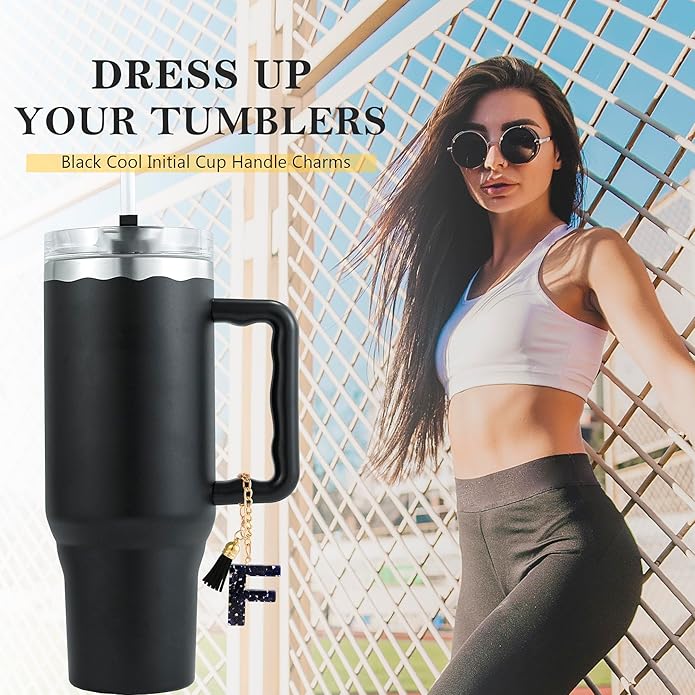 Letter Charm Accessories for Stanley Cup 1 PCS Cute Initial Keychain Handle Charm for Stanley Tumbler for Women