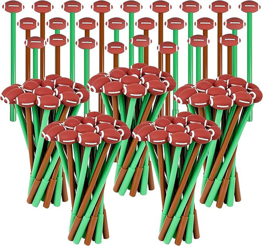 LiYiQ 100 Pcs Football Cartoon Cute Fun Pens for Kids Kawaii Football Shape Gel Black Ink Pen Cute Football Pens for School Office Home Student Kids Present