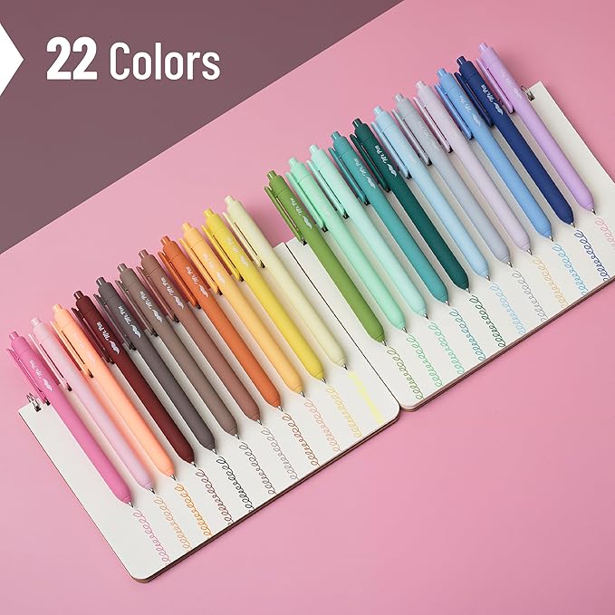 Mr. Pen- Retractable Gel Pens for Journaling, 22 Pack, Pastel, Morandi and Vintage Color Inks, Fast Dry, Colorful & Soft grip Barrels, Smooth Writing, 0.7mm Fine Point Aesthetic Pens