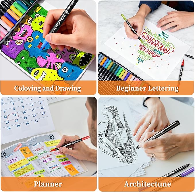 TBC The Best Crafts Dual Markers Brush Pens Set, 72 Art Markers Christmas Gifts for Adult Book Cards Drawing Craft Kit Teacher Office Supplies (72 Colors)