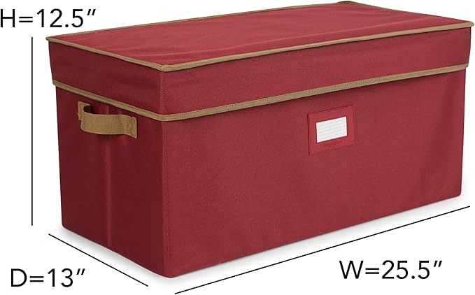 Covermates Keepsakes Christmas Light Storage Box - Carrying Handles, Sturdy Interior Walls - Holiday Storage, Red