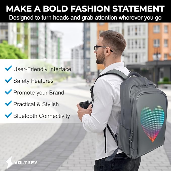 LED Backpack, LED Bag, LED Backpack with Programmable Screen, Carry-On Backpack, Digital Backpack, LED Bookbag, Video Backpack, laptop Backpack for women and men, Motorcycle Backpack