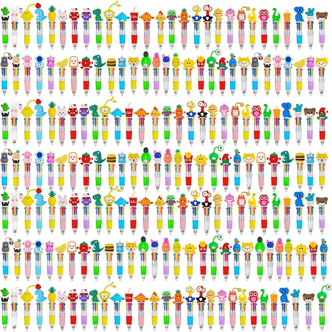 CZWZ 200Pcs Mini Multicolor Pens in One 4-in-1 Cute Pens Bulk for Kids, Ballpoint Pen for Birthdays and Children's Parties, Fun Gifts Assorted Ink Kawaii Pen