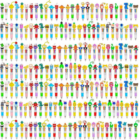 CZWZ 200Pcs Mini Multicolor Pens in One 4-in-1 Cute Pens Bulk for Kids, Ballpoint Pen for Birthdays and Children's Parties, Fun Gifts Assorted Ink Kawaii Pen