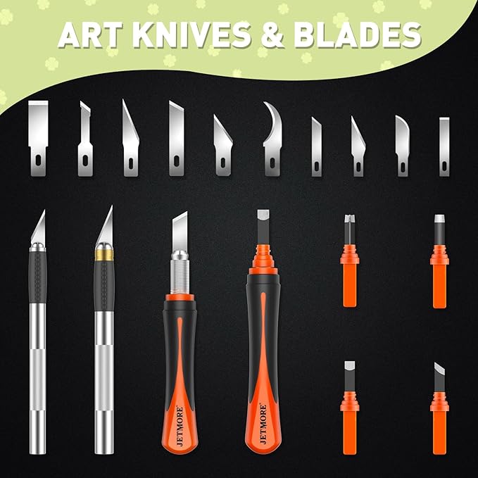 Exacto Knife, 22-Piece Exacto Knife Set, Hobby Knife with Exacto Blades, Craft Knife for Modeling, Carving, Precision knife for Stencil, Crafting, Scrapbooking, Art Knife
