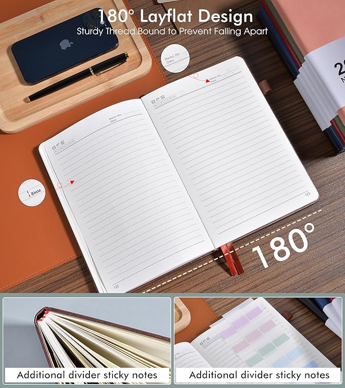 Lined Journal Notebook for Men Women, 200 Numbered Pages Leather Hardcover Journal with Pen, A5 Journaling Notebooks, Thick Paper College Ruled Journals for Writing Work Business 5.75'' X 8.38'' Brown