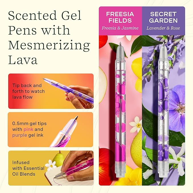 Lifelines Writing Wellness Gift Set - Scented Writing Set Includes Finger Maze Sensory Journal, 3 Scented Stacking Highlighters & 2 Lava Gel Pens - Aromatherapy & Sensory Immersion