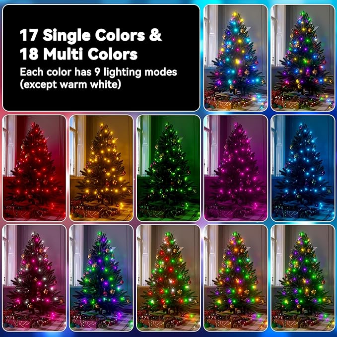 LitHome 66FT 200 LED Color Changing Christmas String Lights Outdoor, 35 Colors 9 Modes RGB Christmas Lights with Remote, Connectable Led String Light Plug in for Xmas Tree Indoor Holiday Party Decor