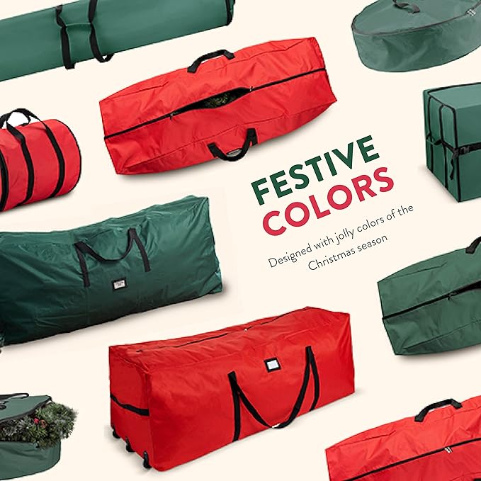 Zober Christmas Tree Storage Bag - Fits 7.5 Ft Artificial Trees - Tear Proof 600D Oxford Fabric Waterproof Christmas Tree Bag For Storage Box For Xmas - Strong, Durable Handles - Card Slot - Red