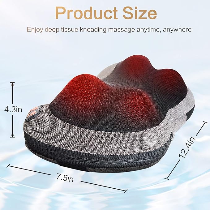Papillon Shiatsu Back and Neck Massager with Heat, Deep Tissue Kneading,Electric Massage Pillow for Back,Shoulders,Legs,Foot,Body Muscle Pain Relief,Use at Home,Car,Office