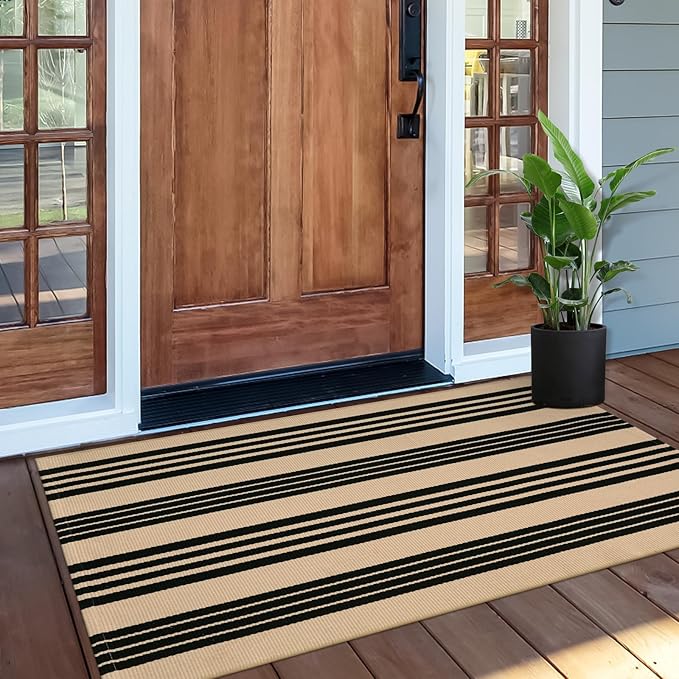 OJIA Christmas Front Door Mat 24"x51", Machine Washable Porch Rug Outdoor Door Mat Striped Entryway Rugs Indoor Outdoor Rugs Cotton Woven Entry Rug for Kitchen/Bathroom/Farmhouse/Home Entrance