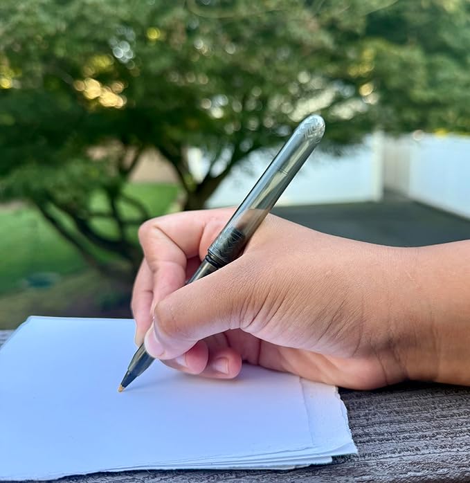 The USA Made Compact Pen – 4 Pack of Translucent Jewel Toned Aesthetic Ballpoint Pens – Chic, Compact & Colorful – for Stationery, School, Work or Journals (Onyx)