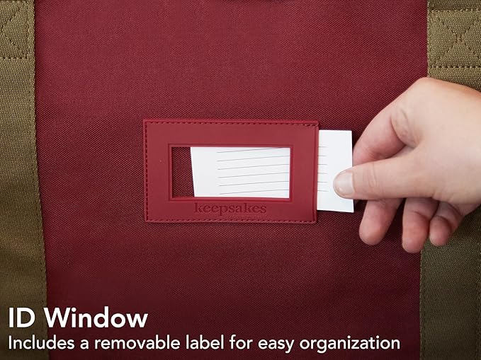 Covermates Keepsakes Rolling Christmas Light Storage Bag - Carrying Handles, ID Window, Dual Wheels - Holiday Storage, Red