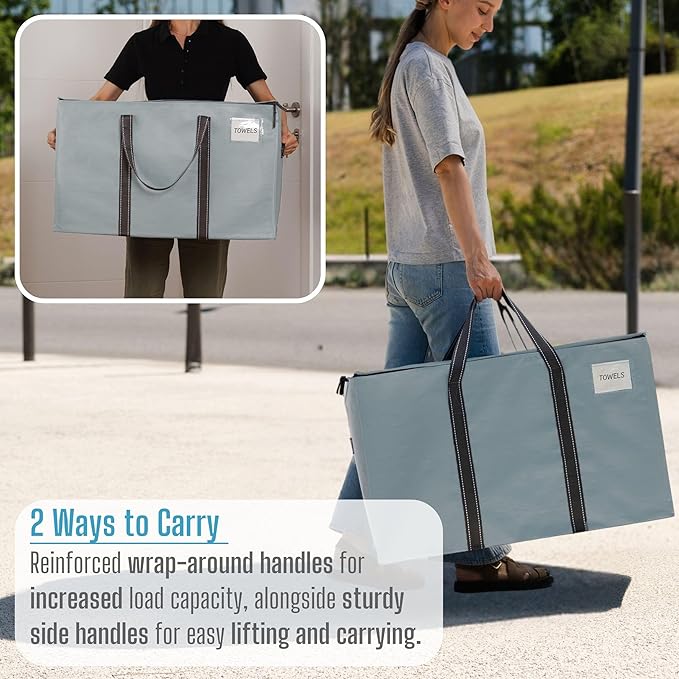 VENO 8 Pack Moving Bags, Heavy Duty, Moving Boxes Alternative, Packing Storage Supplies for Dorm Room Essentials with Zipper for Clothes, Extra Large Totes for Packaging (Light Blue Matte, 8 Pack)