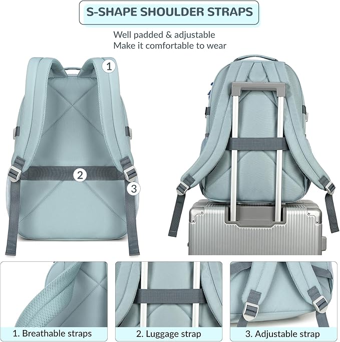 Lohol Water Resistant Daypack with Mulitiple Pockets for School Travel Outdoor College, 15.6 inch Laptop Backpack for Men and Women (Grey Blue